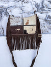 Hair on Hide Fur Fringe Leather Sling Bag Patches Cowhide Fur Handbag