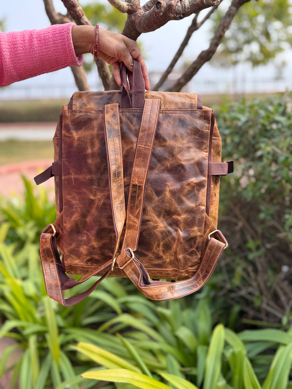 Crunch Leather Backpack StylishReal Leather Backpack Unisex School Bags