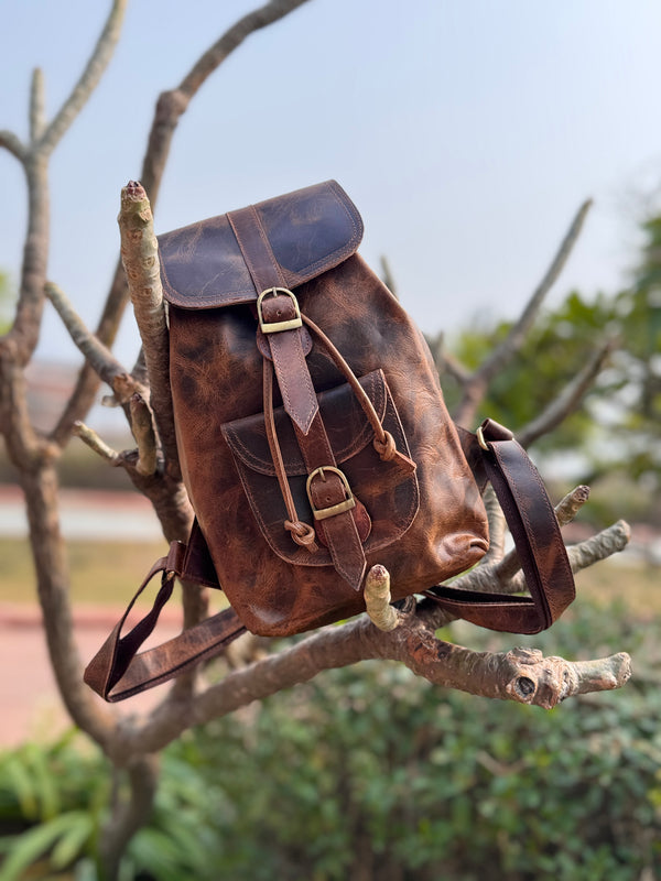 Crunch Leather Backpack Stylish Multi Uses Bags Real Leather Backpack Wholesale Bulk Product