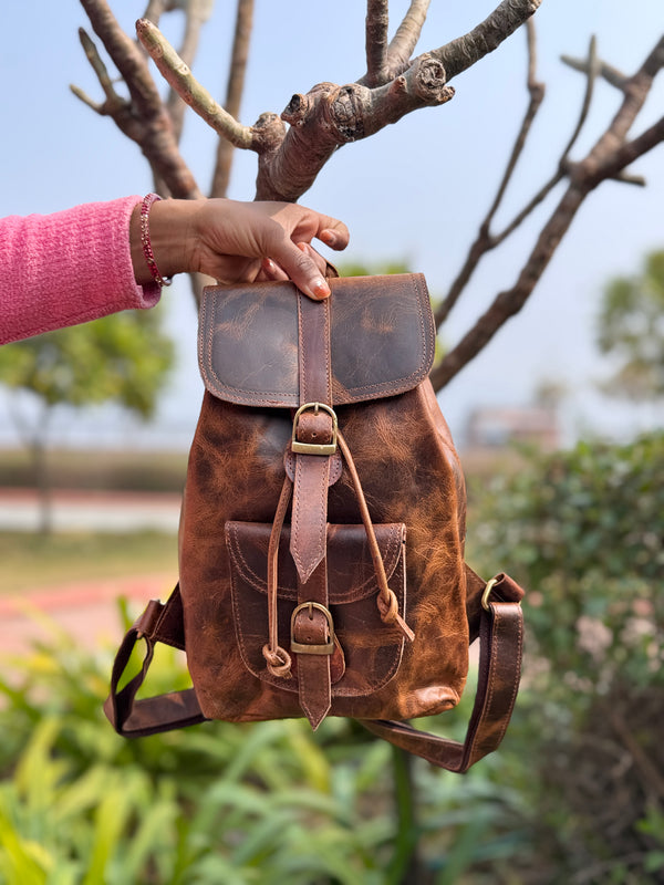 Crunch Leather Backpack Stylish Multi Uses Bags Real Leather Backpack Wholesale Bulk Product