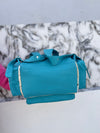 Carving Tooled Leather Stylish Backpack School Bags Turquoise Colour Hair On Hide Fur Unisex Backpack