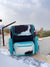 Hair On Hide Fur Leather Backpack School Bags Turquoise Colour Unisex Bag