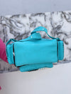 Hair On Hide Fur Leather Backpack School Bags Turquoise Colour Unisex Bag