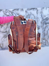 Hand Tooled Leather Backpack Hair On Hide Fur Stylish Backpack Checkers Pattern School Bags Unisex Bag