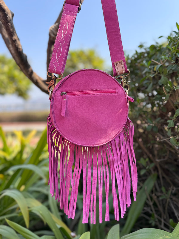 Suede Leather Western Style Boot Stitch New Designer round Fringe Bag Handbag Bohemian Women Handbag