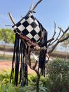 Cowhide Fur Leather Fringe Bag Hand Tooled Carving Beautiful Designer Women's Bags