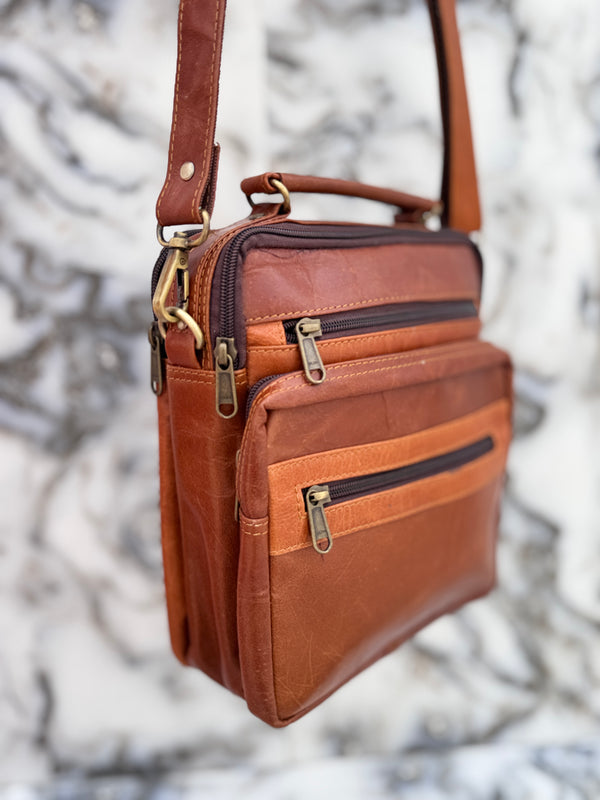 Crunch Leather Travel Shoulder Bag Trendy Fashion Men's Messenger Bag Designer Small Cross body Bag