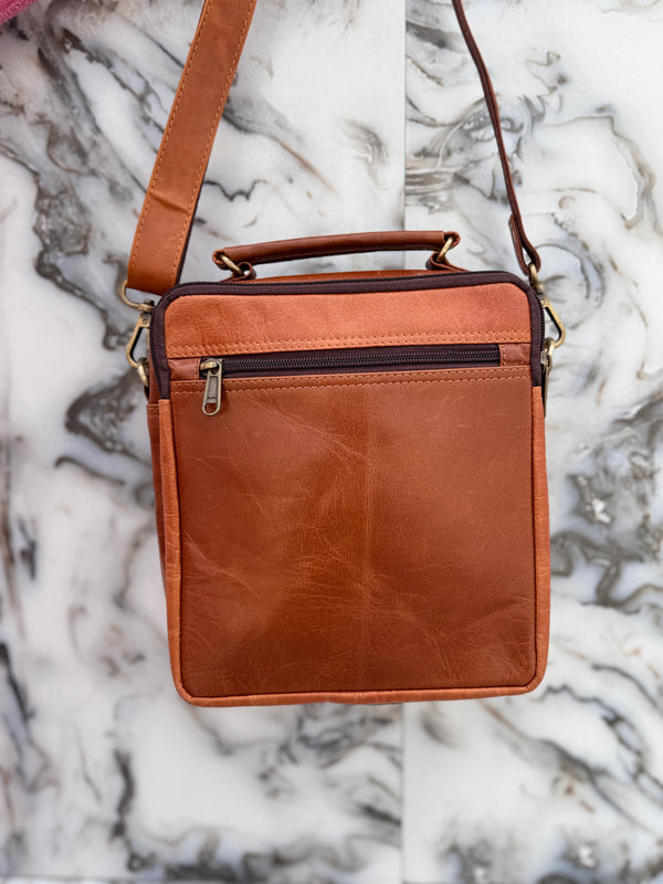 Crunch Leather Travel Shoulder Bag Trendy Fashion Men's Messenger Bag Designer Small Cross body Bag