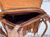 Cowhide Fur Fringe Handbag Sling Bags Gypsy Stylish Turquoise Colour Stone Vintage Bags