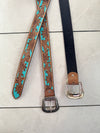 Hand Tooled Leather Belts Handmade Belts Turquoise Colour Boho Vintage Stylish Western Leather Belts (Copy)