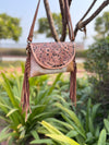 Cowhide Fur Leather Fringe Bag Hand Tooled Leather Cross Body Sling Bag Handmade Multi Uses Bags