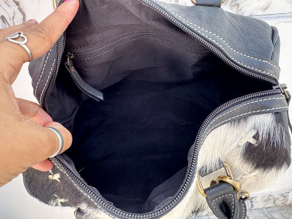 Cowhide Fur Leather Sling Bags High Quality Fashion Cross Body Messenger Shoulder Bag