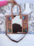 Hand Tooled Carving Leather Tote Bag Stylish Leather Purse Cowhide Fur Leather Bags