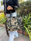 Women's Cowhide Fur Leather Tote Bag Handmade Fringe Shoulder Strap Western Style Real Leather Bag