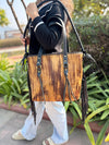 Cowhide Fur Leather Tote Bag Handmade Fringe Shoulder Strap Western Style Real Leather Bag for Girls