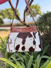 Cowhide Fur Leather Tote Bag Stylish Purse Hand Tooled Real Leather Cross Body Bags for Women's Multi Use