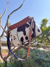 Cowhide Fur Leather Tote Bag Stylish Purse Hand Tooled Real Leather Cross Body Bags for Women's Multi Use