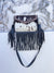 Cowhide Fur Leather Fringe Bag Hand Tooled Leather Cross Body Sling Bag