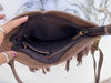 Hand Tooled Leather Fringe Sling Bag Stylish Purse Cowhide Fur Leather Bags