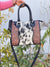 Hand Tooled Carving Leather Tote Bag Cowhide Fur Gypsy Boho Vintage Cross body Shoulder Bag