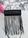 Hand Tooled Leather Fringe Bag Gypsy Boho Real Leather Handmade Western Stylish Checkers Pattern Bag