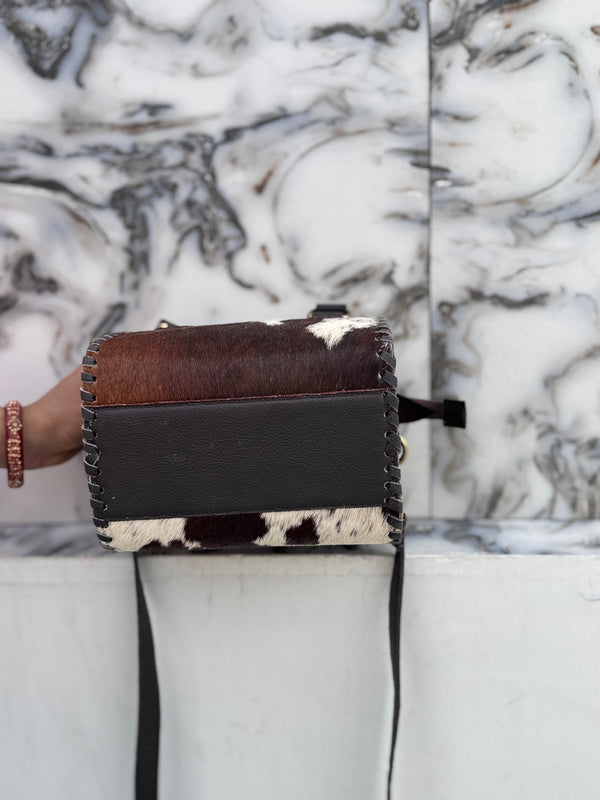 Cowhide Fur Leather Sling Bags High Quality Cross Body Messenger Shoulder Bag Women