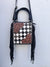 Hand Tooled Leather Fringe Handbag Checkers Pattern Black Colour Shoulder Bag