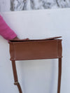 Hand Tooled Leather Handbag Checkers Pattern Genuine Leather Cross Body Bag