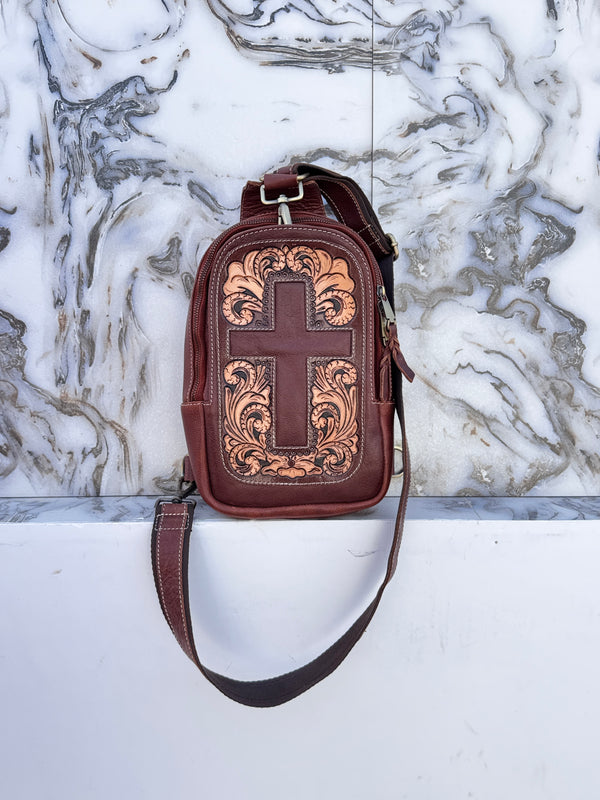 Hand Tooled Leather Shoulder Bag Stylish Trending Travel Handbag