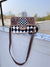 Hand Tooled Leather Handbag Checkers Pattern Real Leather Cross Body Bag