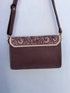 Hand Tooled Leather Handbag Checkers Pattern Real Leather Cross Body Bag