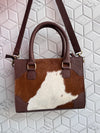 Hand Tooled Leather Handbag Cowhide Fur Leather Brown Colour Tote Bag