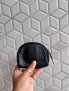 Real Cowhide Leather Coin Purse Stylish Clutch Wallet Purse Half Round Shaped
