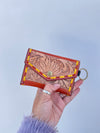 Women's Hand Tooled Carving Leather Coin Purse Stylish Clutch
