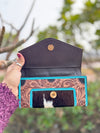 Hand Tooled Carving Wallet Clutch Stylish Cowhide Fur Leather Wallet Western Leather Wallets