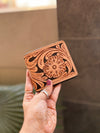 Hand Tooled Leather Long Zipper Men's Wallet Fashionable Brown Colour Cash Holder Gift for Him