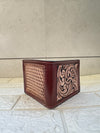 Men's Wallet Hand Tooled Leather Dark Brown Colour Cash Holder Gift for Him