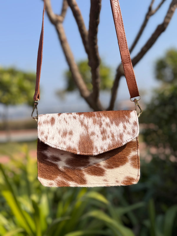 Real Cowhide Leather Hair on Hide Fur Handbag Sling Shopping Bag For Women
