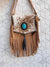 Suede Leather Fringe Handbag Western Hair On Hide Cross Body Gems Stone Women Sling Purse