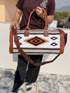 Latest Arrival Vintage Style Aztec Tooled Leather Duffel Bags Genuine Leather Large Travel Bags