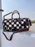Real Cowhide Leather Luggage Bags Checks Design Handmade Bag Unisex Travel Bag