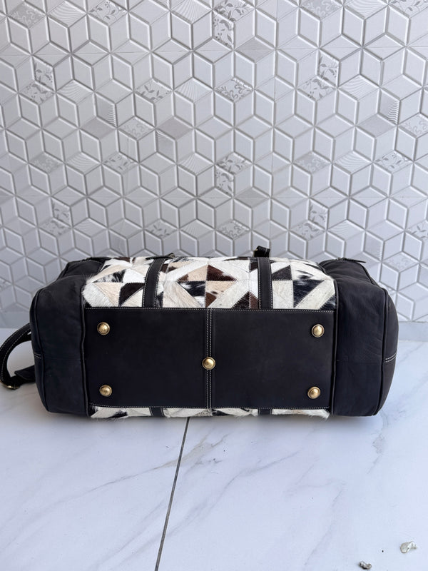 Cowhide Leather Luggage Bags Unique Designer Handmade Bag Unisex Travel Duffel Bag
