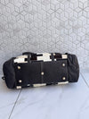 Cowhide Leather Luggage Bags Checks Design Handmade Bag Unisex Travel Duffel Bag