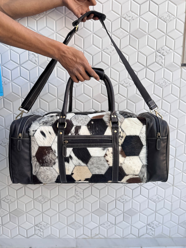 Genuine Leather Hair On Hide Luggage Bags Unique Designer Handmade Bag Unisex TravelDuffel Bag