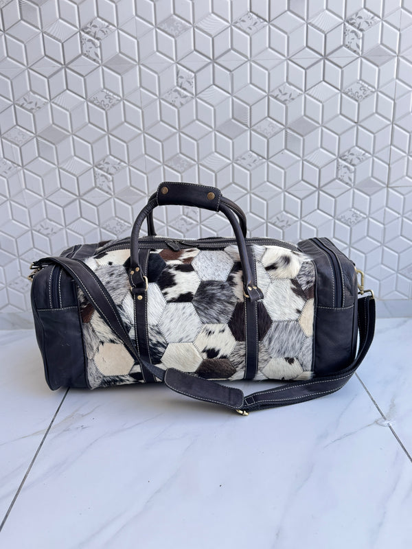Genuine Leather Hair On Hide Luggage Bags Unique Designer Handmade Bag Unisex TravelDuffel Bag