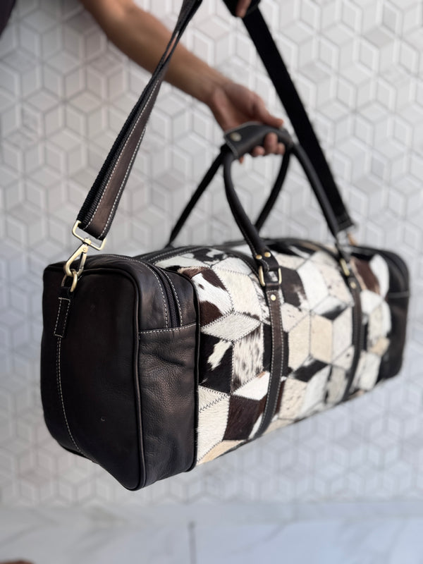 High Quality Cowhide Leather Luggage Bags Handmade Bag Unisex TravelDuffel Bag