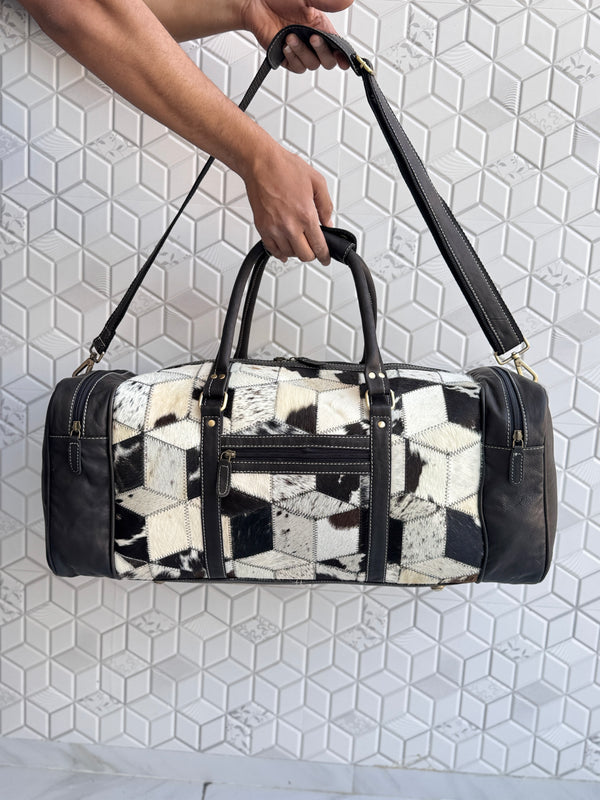 High Quality Cowhide Leather Luggage Bags Handmade Bag Unisex TravelDuffel Bag