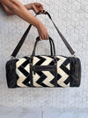Cowhide Leather Luggage Bags Checks Design Handmade Bag Unisex TravelDuffel Bag