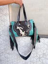 Cowhide Leather Hand Tooled Carving Leather Fringe Tote Bag Stylish Leather Bags for Women's