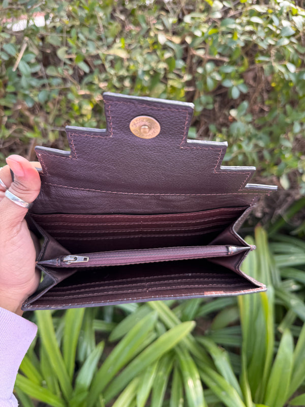 Real Cowhide Fur Leather Clutch Hand Tooled Carving Turquoise Colour Leather Credit Cards Cash Wallet Gifts